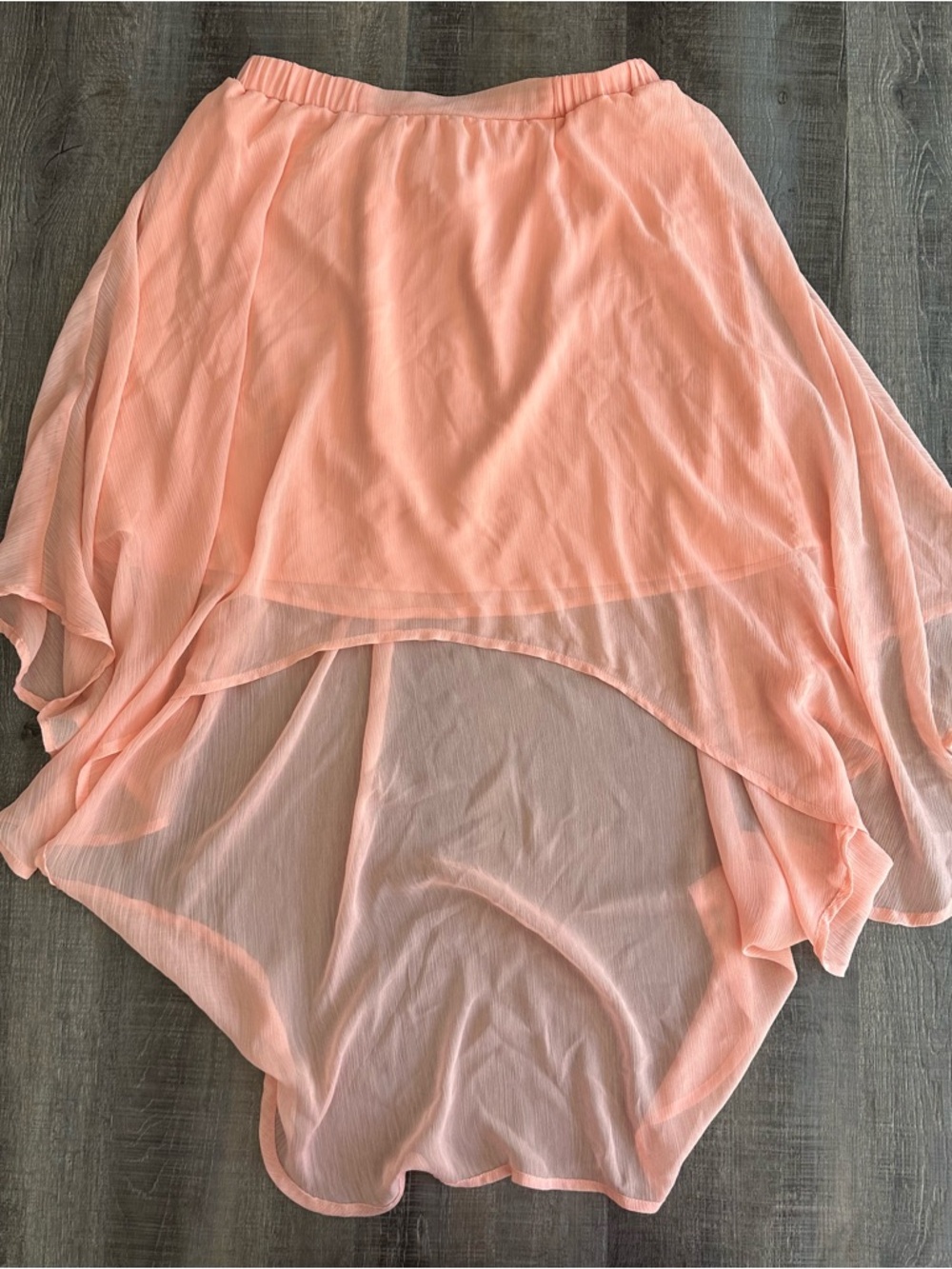 Charlotte Russe Coral Peach Asymmetrical Layered Chiffon Skirt Sheer Large